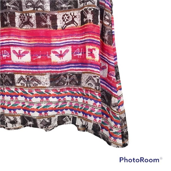 Show Me Your Mumu hieroglyphic tribal print multi colored sheer top - Picture 4 of 6